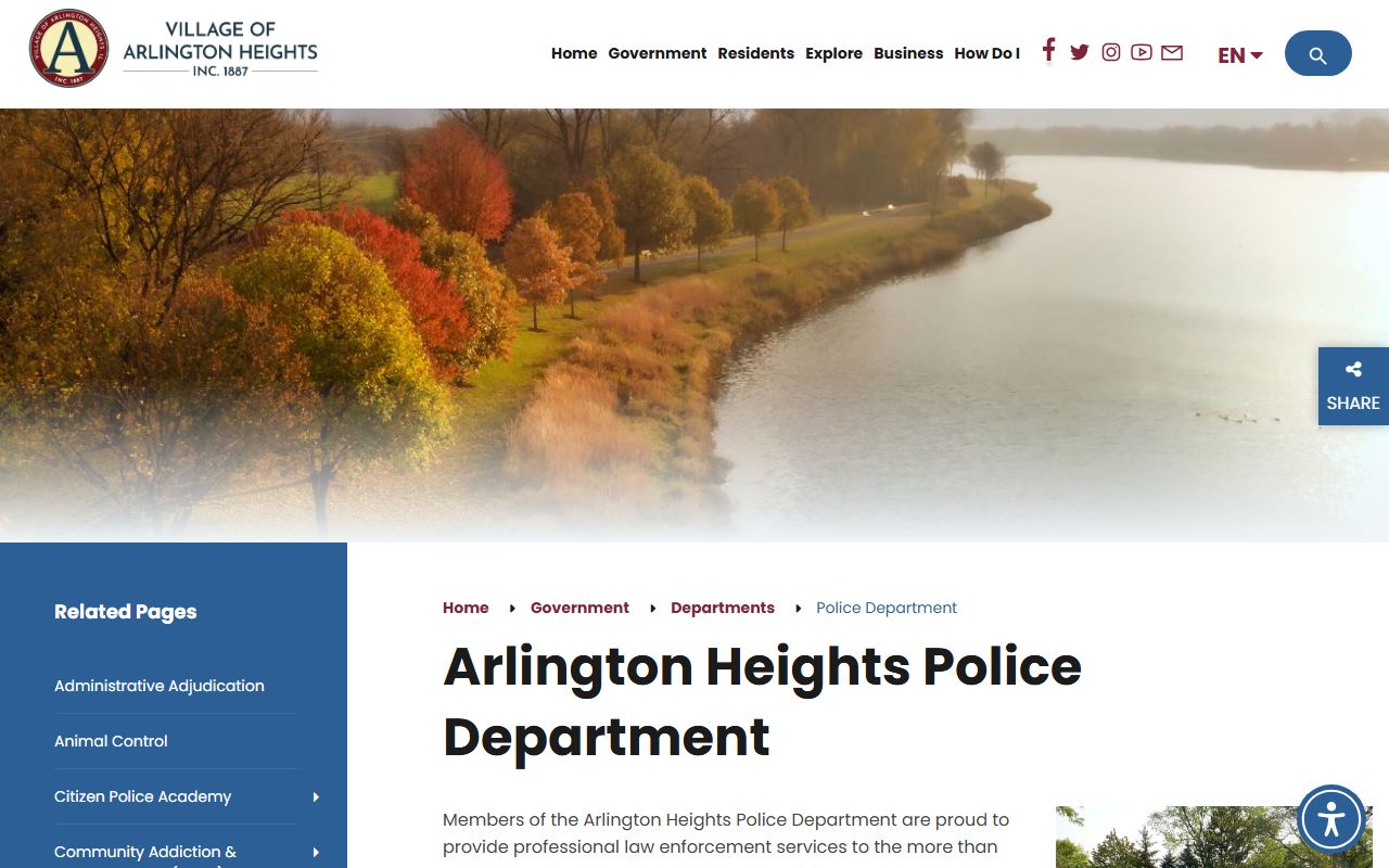 Arlington Heights Police Department website for bench warrant inquiries