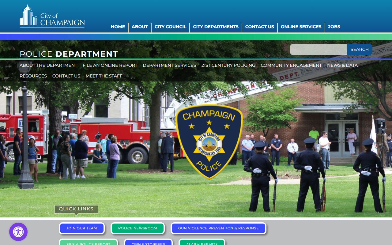 Champaign Police Department website for bench warrant information