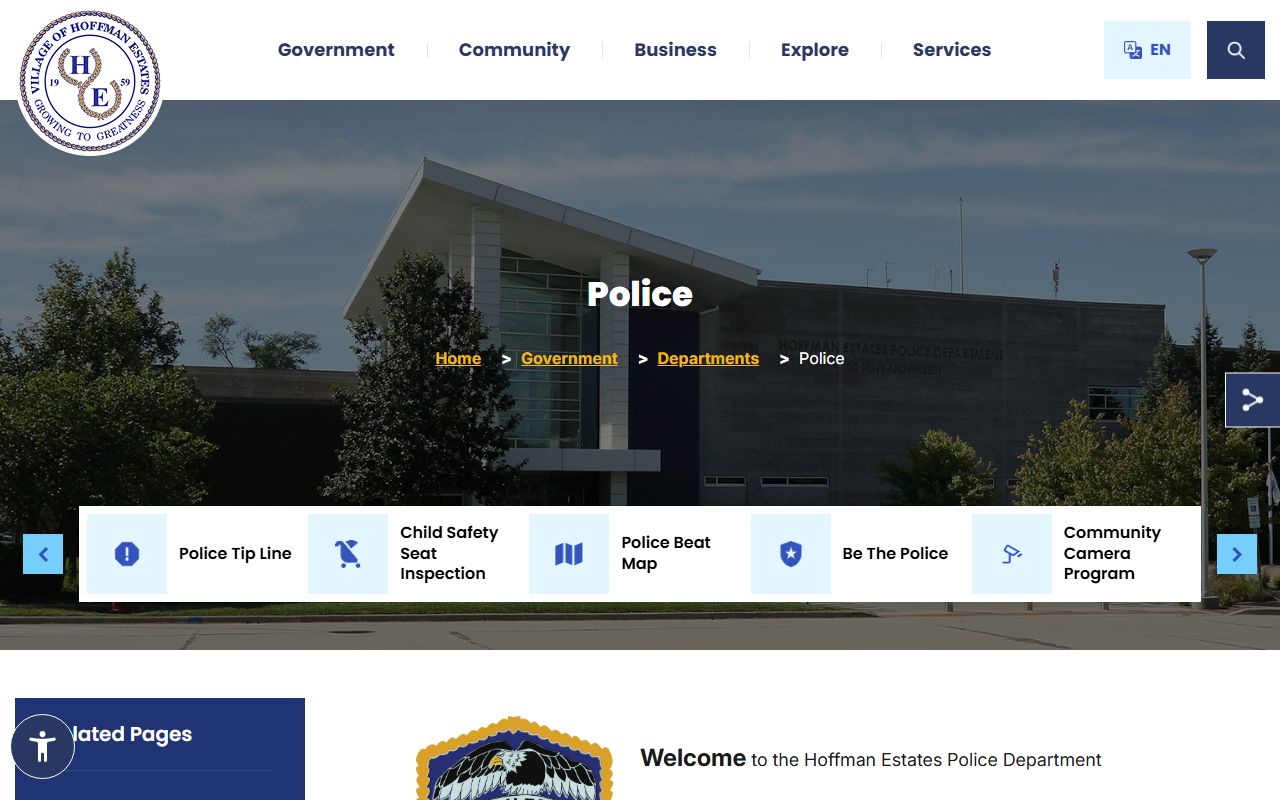 Hoffman Estates Police Department website for bench warrant information