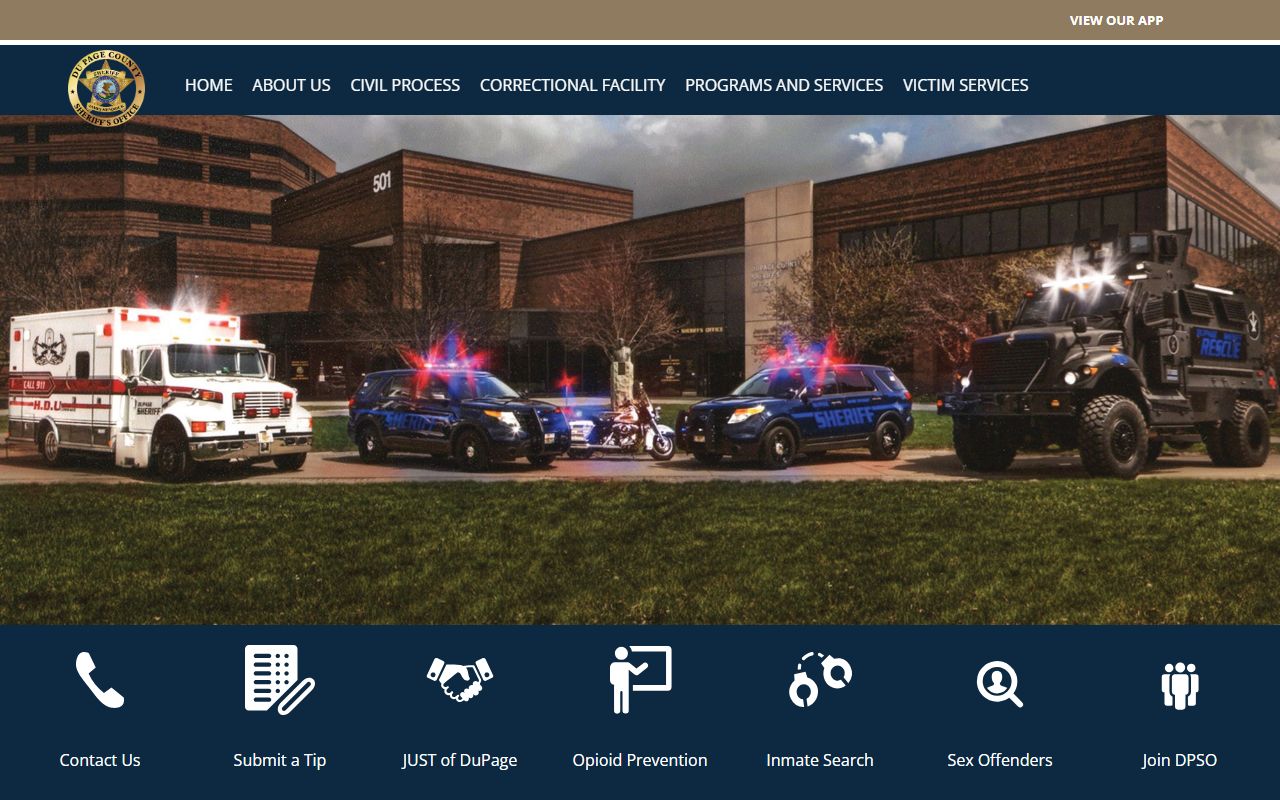 DuPage County Sheriff Office website for bench warrant information