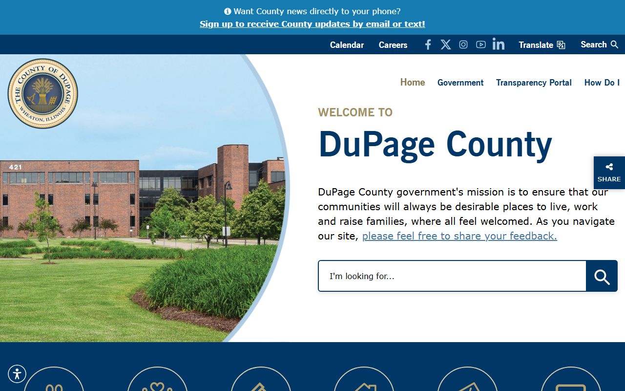 DuPage County government portal for bench warrant records