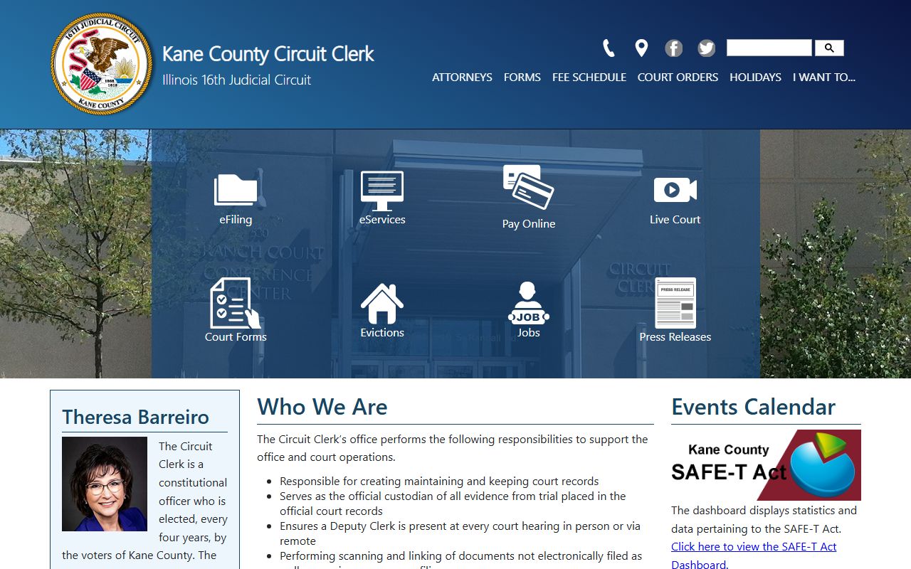 Kane County Circuit Clerk website for bench warrant records