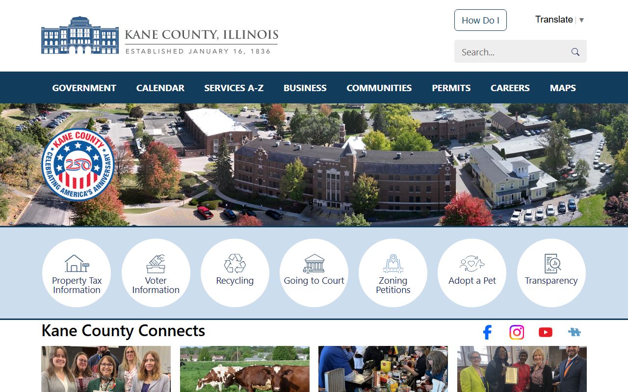 Kane County government portal for public bench warrant records