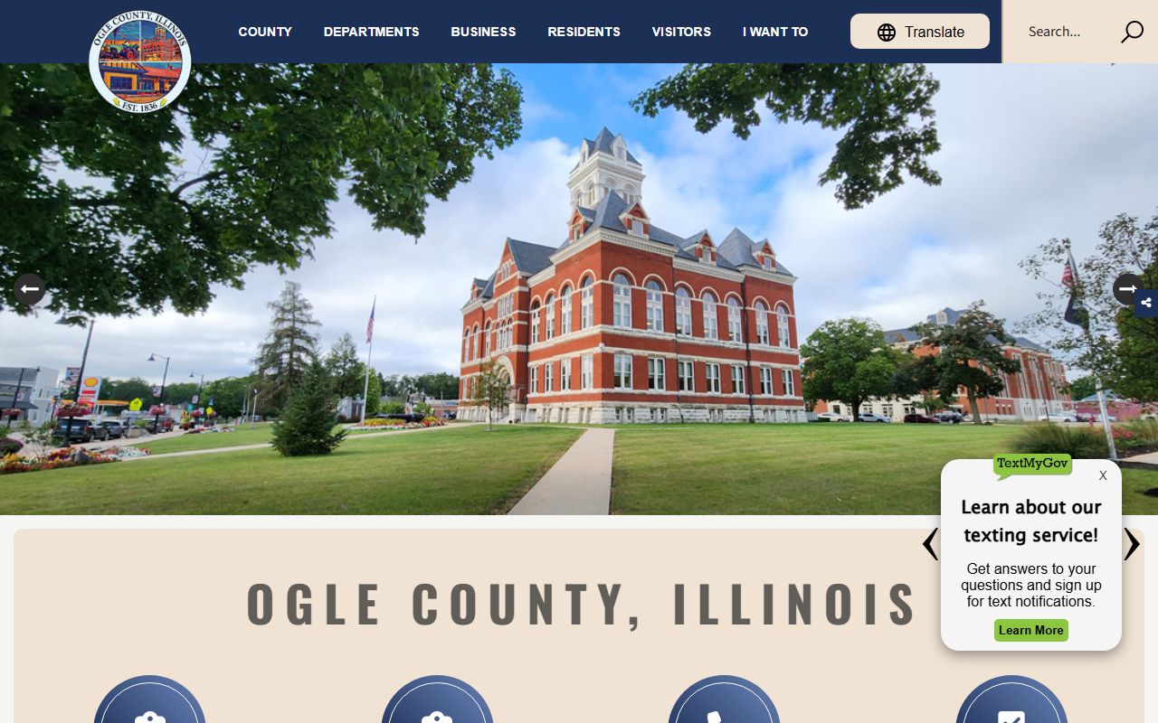 Ogle County government portal for bench warrant records