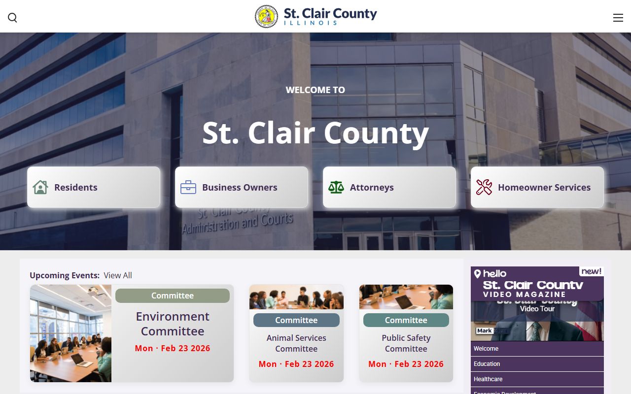 St. Clair County government portal for public bench warrant records