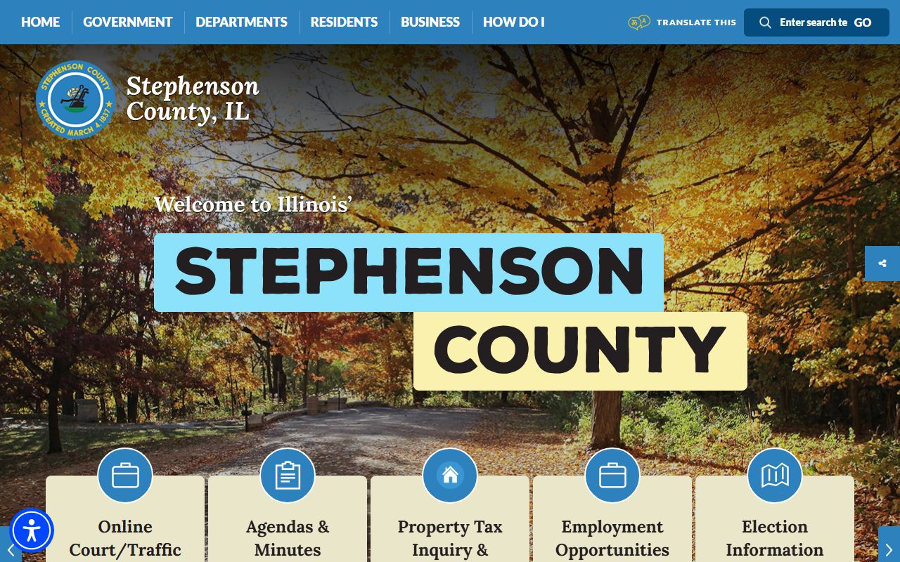 Stephenson County government website for bench warrant records