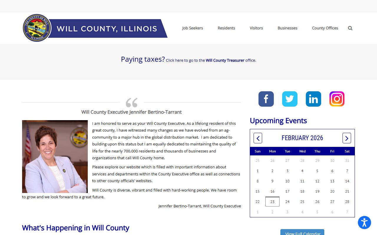Will County government portal for public bench warrant records