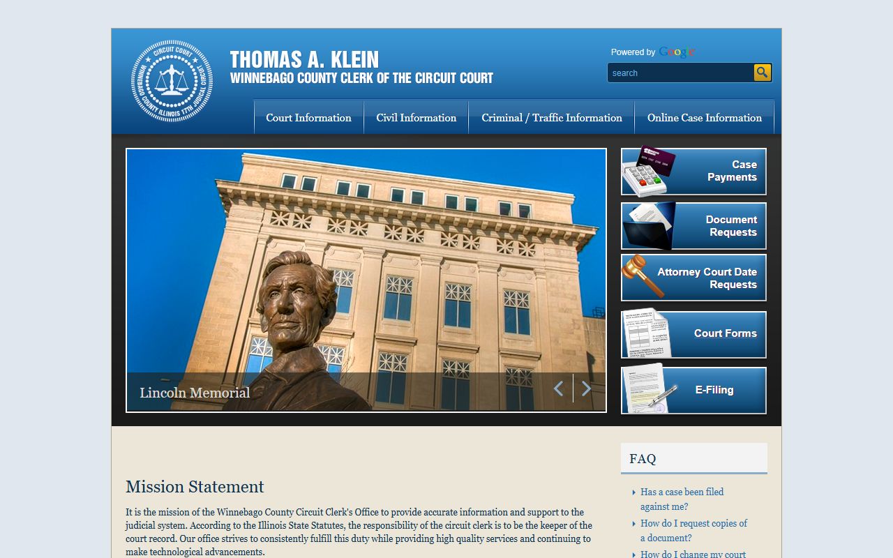 Winnebago County Circuit Clerk website for bench warrant records