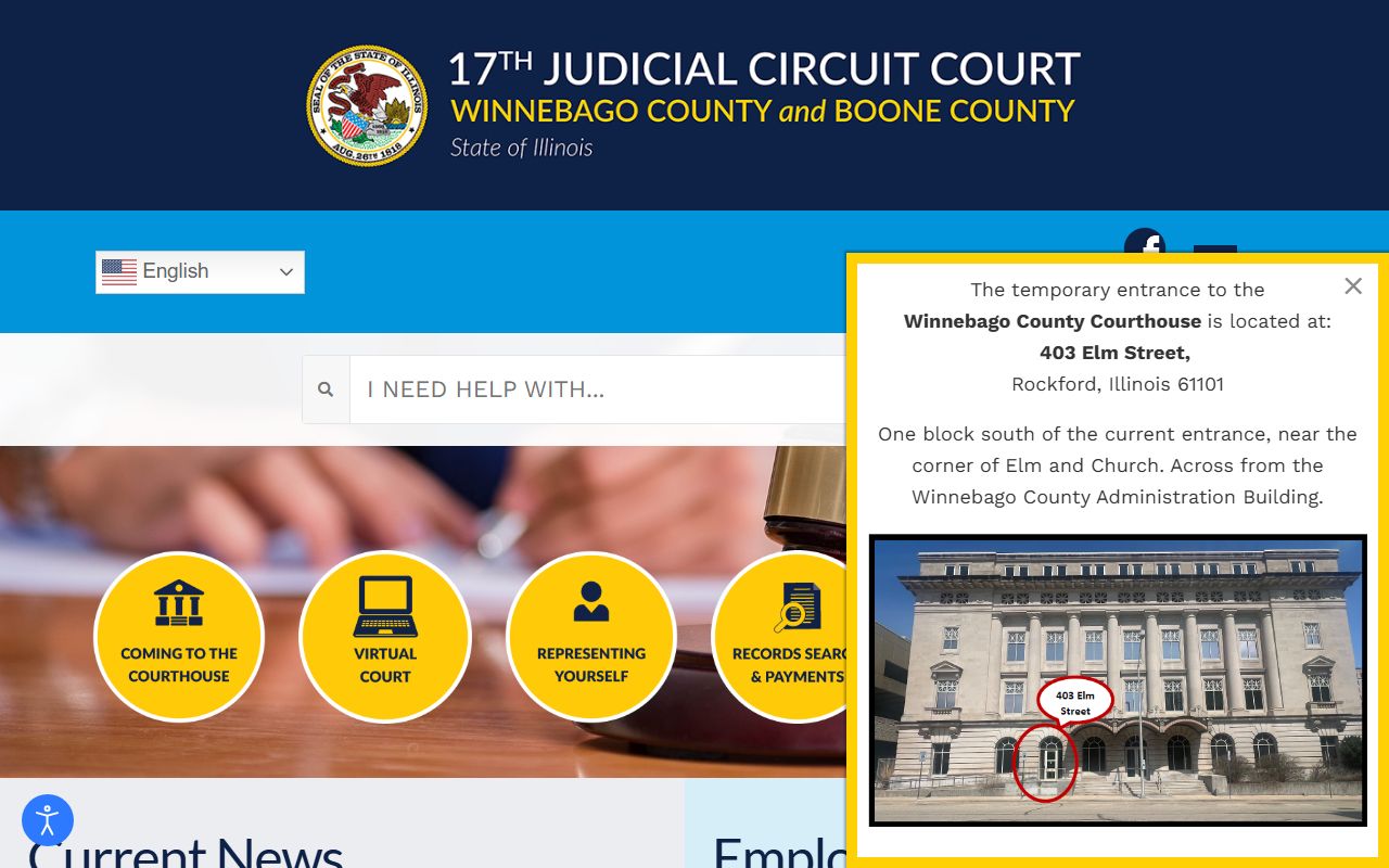 17th Judicial Circuit website for Winnebago County bench warrant information