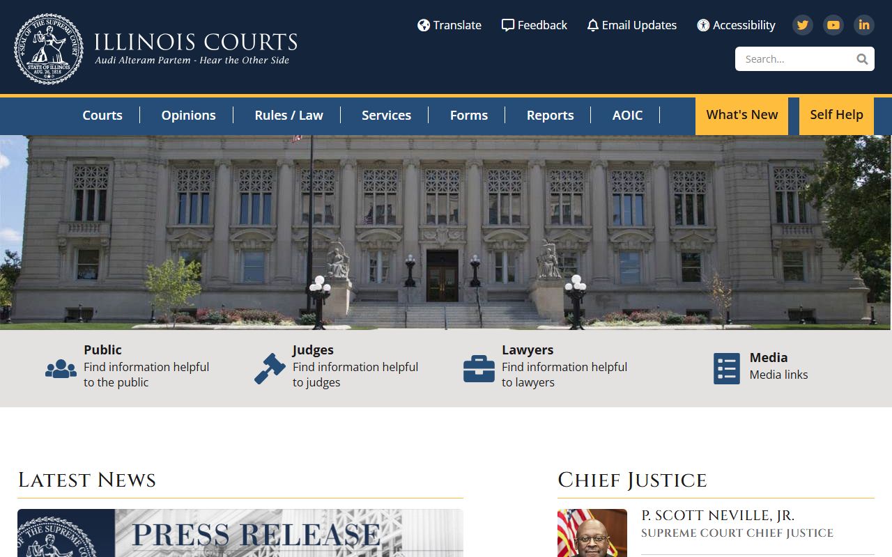 Illinois Courts website for bench warrant case information